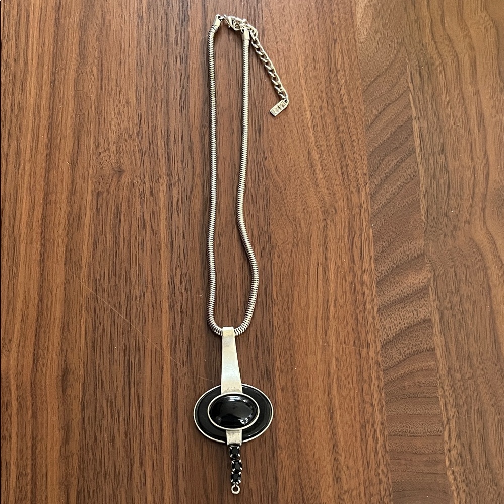 Vintage Kien Black & Silver-Tone Statement Necklace